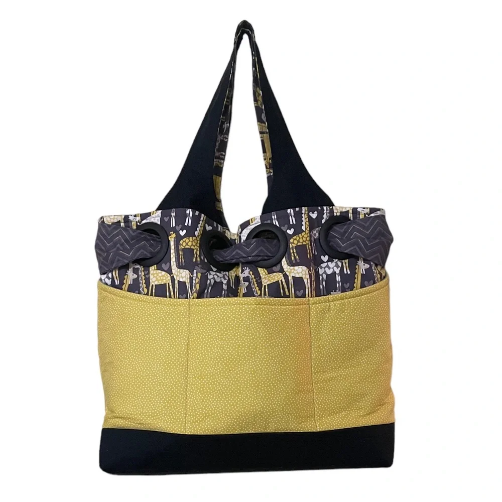 NEW Giraffe Print Dipper Bag Tote, Unique, Handmade, Pockets, Quilted